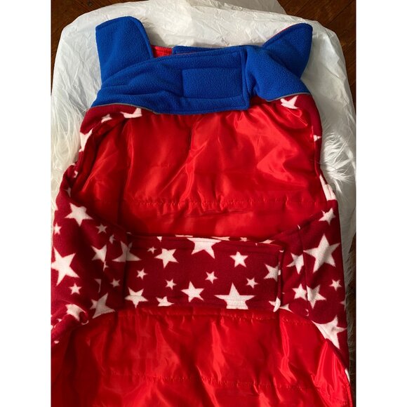 Reversible Dog Cold Weather Jacket 3XL Red & Blue Star Pattern Waterproof & Wind - Picture 4 of 11